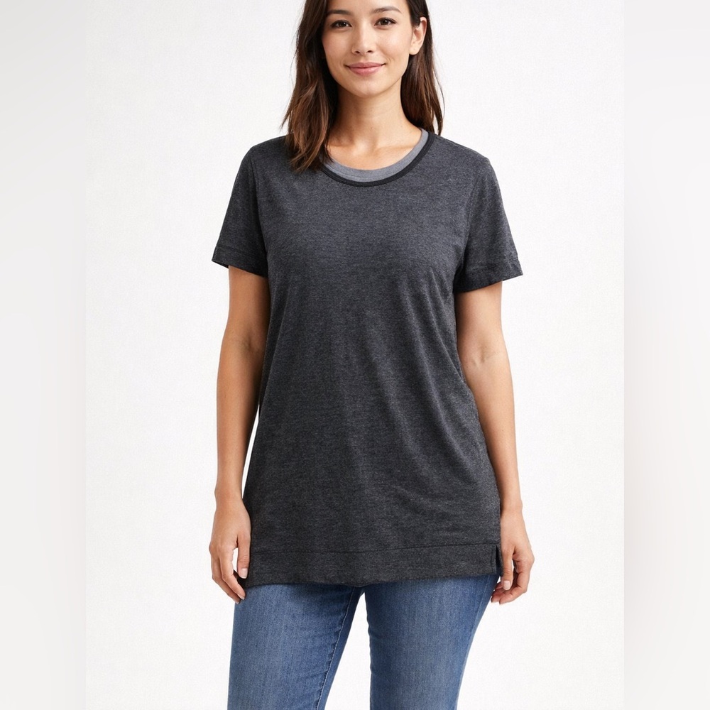 Kit and Ace Grey Scoop-neck Cotton Short Sleeve Top